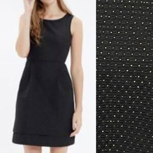 Madewell Black Textured Flare Sleeveless Lined A-Line Little Black Dress Size 8